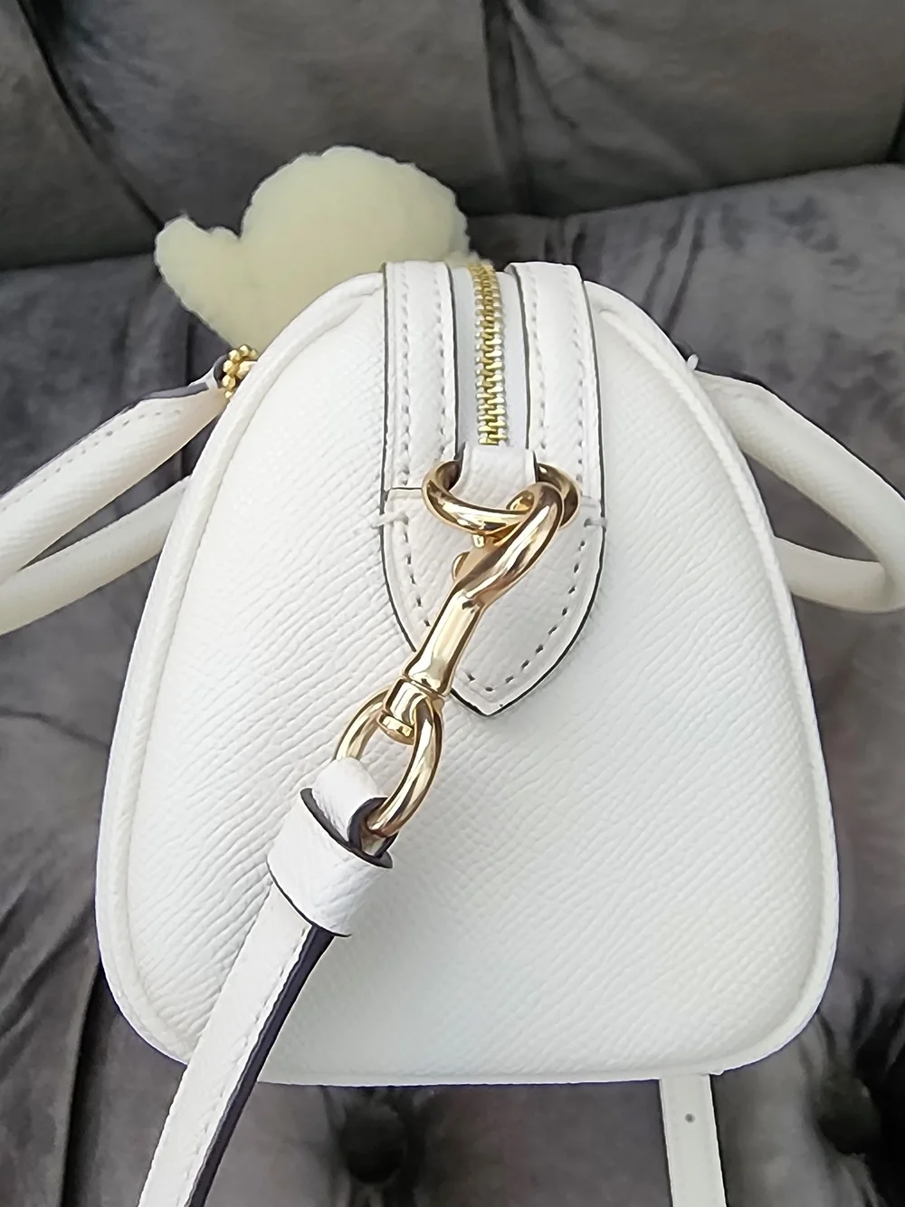 Coach Pebbled Leather Mini Boston Satchel in White - Picture 3 of 9